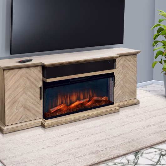 Mason Media Console with Fireplace Insert