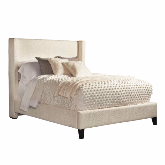 Angie Bouclé Upholstered Queen Bed Frame in Ivory